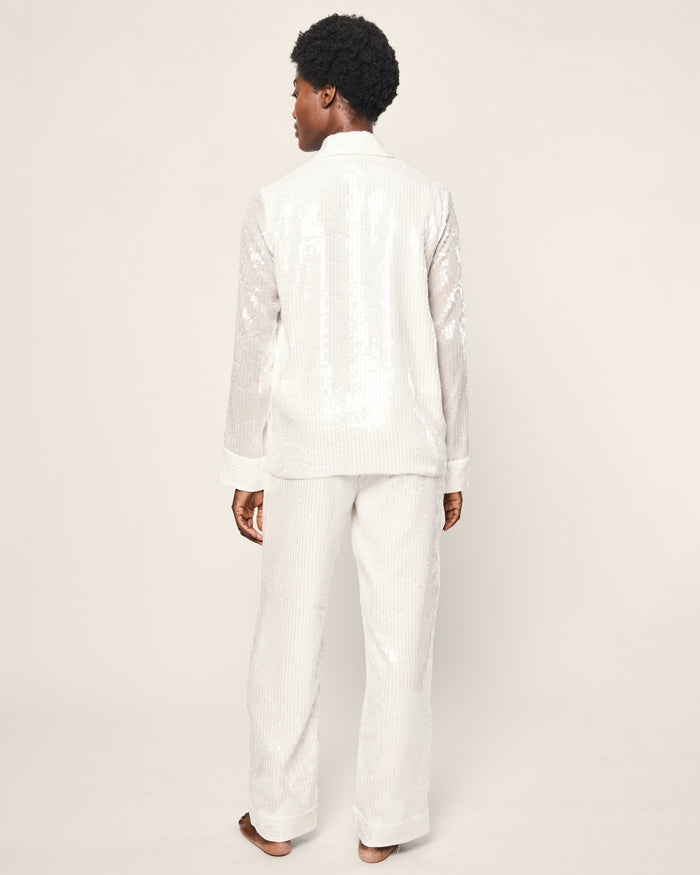 Women's Sequin Pajama Set in White