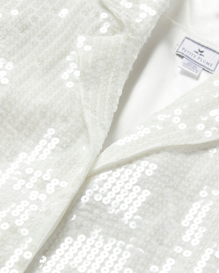 Women's Sequin Pajama Set in White