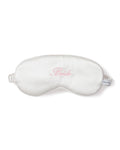 Women's Silk 'Bride' Sleep Mask in Pink in White with Pink#Color_White with Pink Embroidery