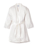 Women's Silk Lace Robe in Black in White#Color_White