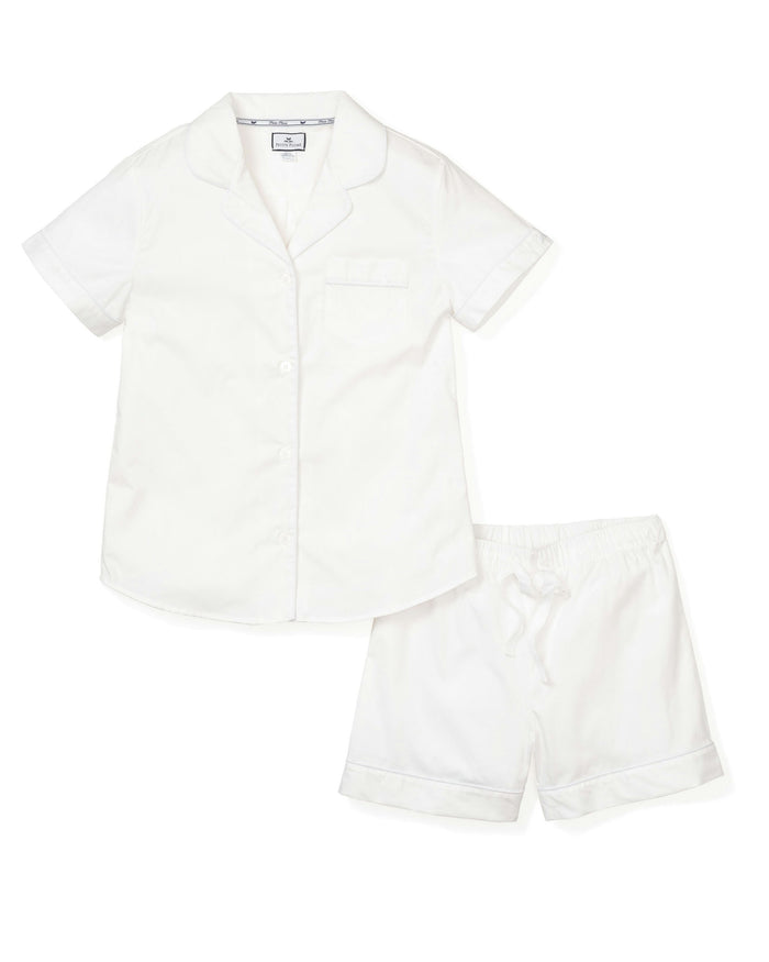 Women's Twill Pajama Short Set in White